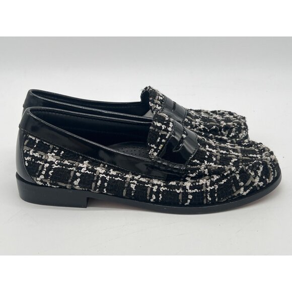 G.H. Bass Womens Weejuns Black & White Tweed Loafers With Patent Leather Accent - Picture 5 of 12